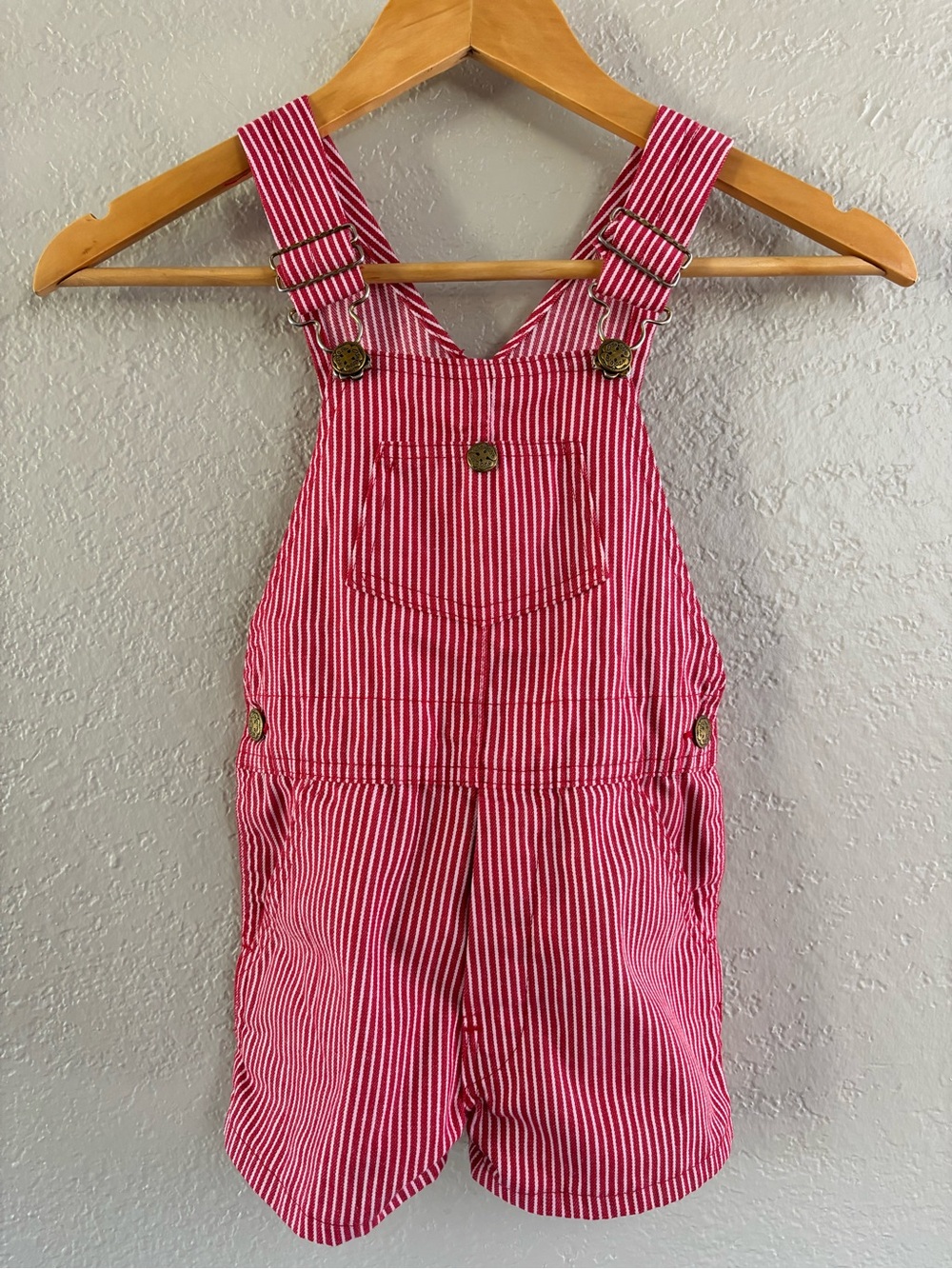 Vintage OshKosh Red Stripe Shortalls Size 6 USA Made